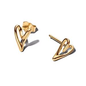Gold Hearts Stud Earrings
